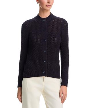 Eleventy Crewneck Cashmere Cardigan Sweater - Blue