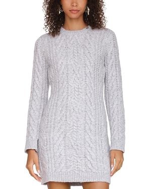 Avec Les Filles Cable Knit Long Sleeve Mini Dress - Grey