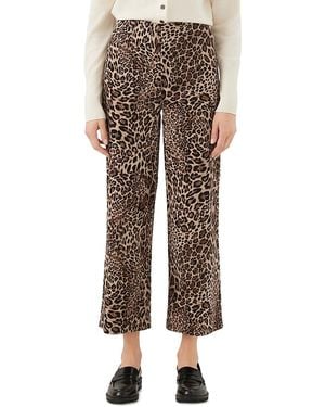 Karen Kane Printed Corduroy Cropped Wide Leg Pants - Natural