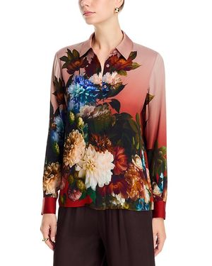 Tahari The Shay Button Front Blouse - Red