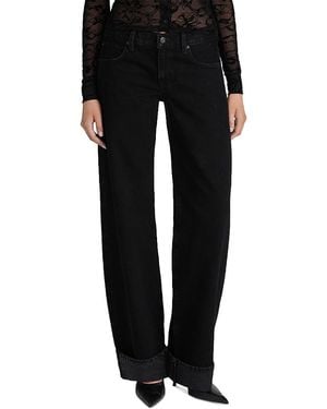 FRAME The Low Bow Mid Rise Cuffed Wide Leg Jeans - Black
