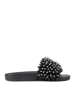 Kurt Geiger Meena Eagle Beaded Slides - Black