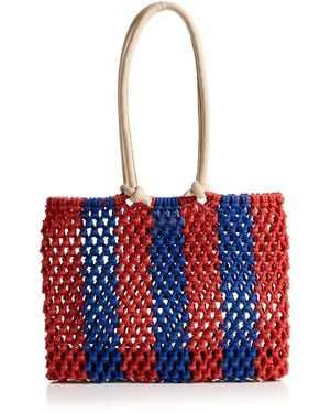 Clare V. Sandy Woven Beach Tote - Red