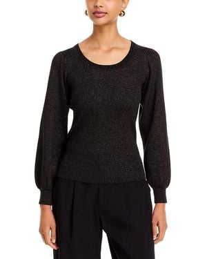 Tahari Metallic Rib Knit Top - Black