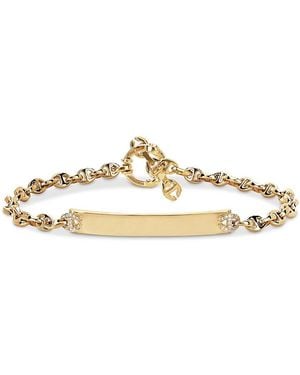 Hoorsenbuhs 18K Open Link Monogram Plate Bracelet With Diamonds, 0.16 Tcw - Metallic