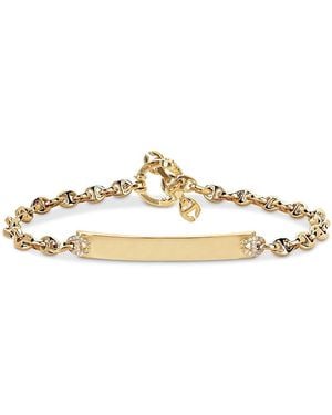 Hoorsenbuhs 18K Open Link Monogram Plate Bracelet With Diamonds, 0.16 Tcw - Metallic