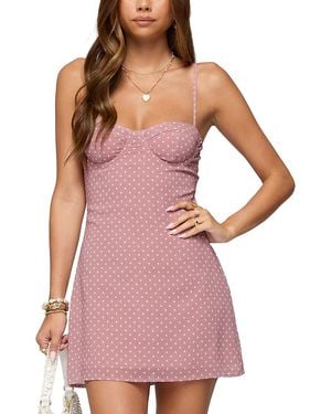 Edikted Polka Dot Cupped Chiffon Mini Dress - Purple
