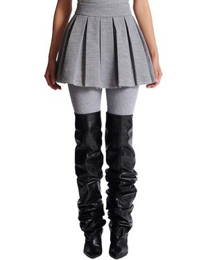 Balmain Short Pleated Cotton Knit Skirt - Black