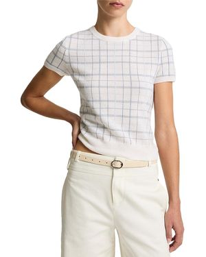 Vince Plaid Crewneck Top - White