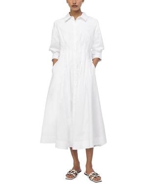 Jonathan Simkhai Jazz Poplin Pintuck Midi Dress - White