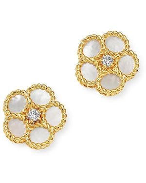 Roberto Coin 18K Daisy Mother-Of-Pearl & Diamond Stud Earrings - Metallic