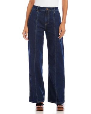 Karen Kane Seam Detail Wide Leg Jeans - Blue