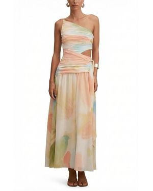 EVER NEW Connie Ruched Asym Maxi Dress - Natural