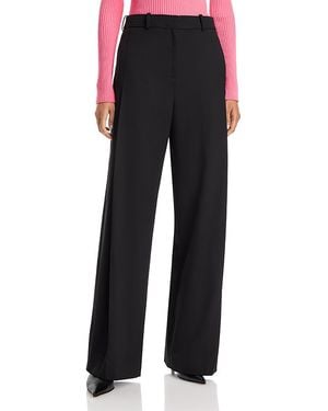 Courreges Pleat Front Wide Leg Pants - Black