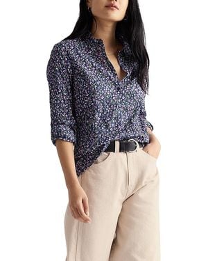 Seasalt Cornwall Larissa Crinkled Cotton 3/4 Sleeve Shirt - Blue