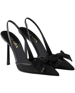 Prada Mesh Fabric Slingback Pumps - Black