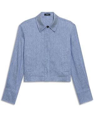 Theory Cropped Denim Jacket - Blue