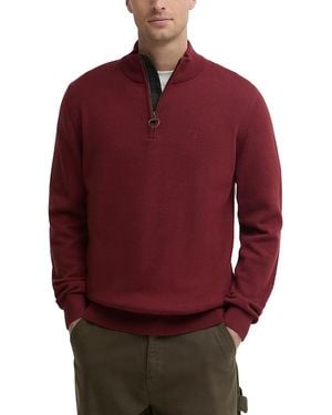 Barbour Cotton Half Zip Knit Pullover Sweater - Red