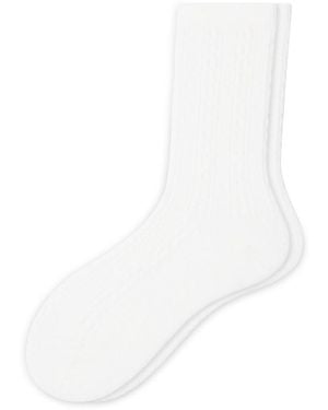 Hue Ribbed Cable Crew Socks - White