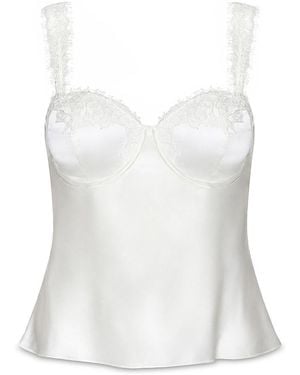 L'Agence Soleia Silk Lace Trim Camisole Top - White