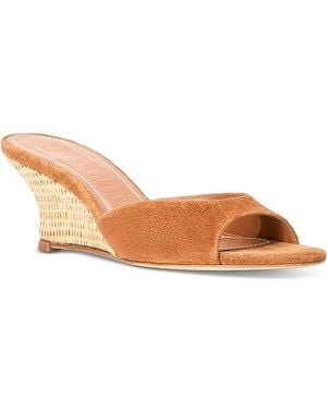 STAUD Brigitte Suede Wedge Sandals - Brown