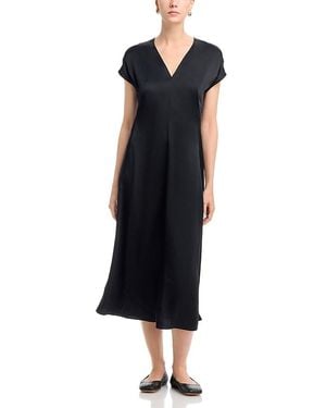 Herno Envers Satin Short Sleeves Dress - Black