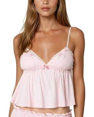 Edikted Dream Babydoll Waffle Tank Top - Pink