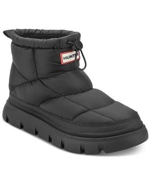 HUNTER Mist Quilted Water Resistant Ankle Boots - Black