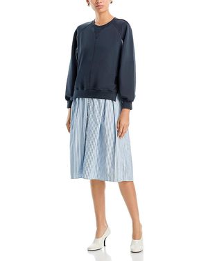3.1 Phillip Lim Cotton Sweatshirt Combo Dress - Blue