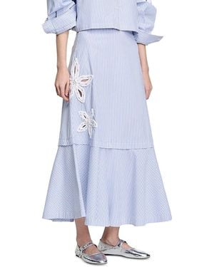 Sandro Embellished Cutout Maxi Skirt - Blue