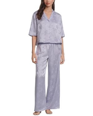 Eberjey Inez Washable Silk Jacquard Pajama Set - Gray