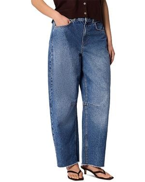 Whistles Authentic Mid Rise Raw Hem Barrel Jeans - Blue
