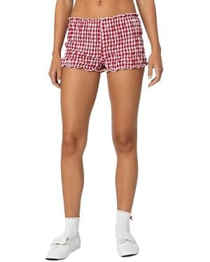Edikted Gingham Scrunch Shorts - Pink