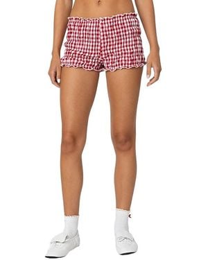 Edikted Gingham Scrunch Shorts - Pink