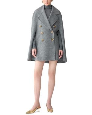 Carolina Herrera Double Breasted Cape Coat - Gray