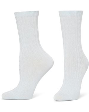 Hue Cable Crew Socks - White
