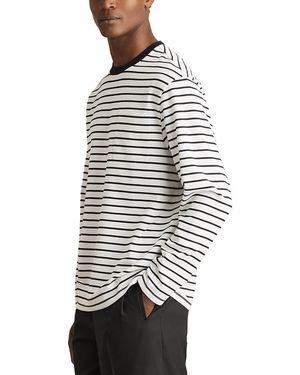Reiss Eddie Regular Fit Striped Heavyweight Long Sleeve Shirt - White