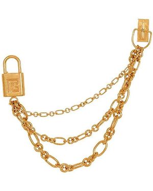 Balmain Sync Brass Brooch With Chains - Metallic