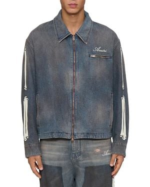 Amiri Logo Denim Cotton Bones Jacket - Blue