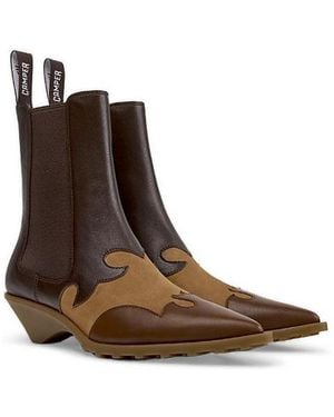 Camper Anita Leather Chelsea Bootie - Brown
