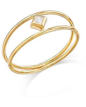Zoe Chicco 14K Princess Diamonds Diamond Double Band Ring - Metallic