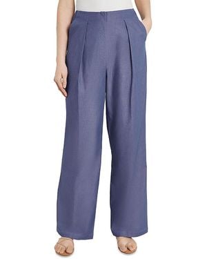 Misook Zip Fly Wide Leg Pants - Blue