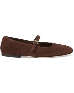 Whistles Suede Mary Jane Ballet Flats - Brown