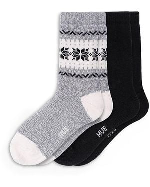 Hue Snowflake Border Boot Socks, Set Of 2 - Black