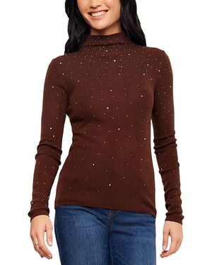 Karen Kane Rhinestone Embellished Mock Neck Sweater - Red