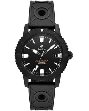 Zodiac Compression Diver Automatic Rubber Strap Watch, 40Mm - Black