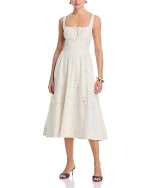 Aqua Embroidered Paisley Tie Front Midi Dress - Natural