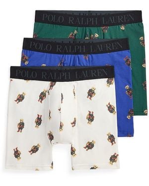 Polo Ralph Lauren Patterned Logo Boxer Briefs Gift Set, 3 Pack - Blue
