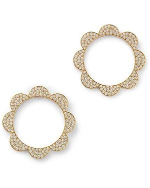 CADAR 18K Triplet Diamond Pave Open Flower Stud Earrings - White