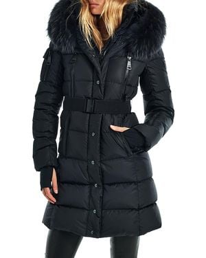 Sam. Infinity Down Coat With Shearling Trimmed Hood - Black